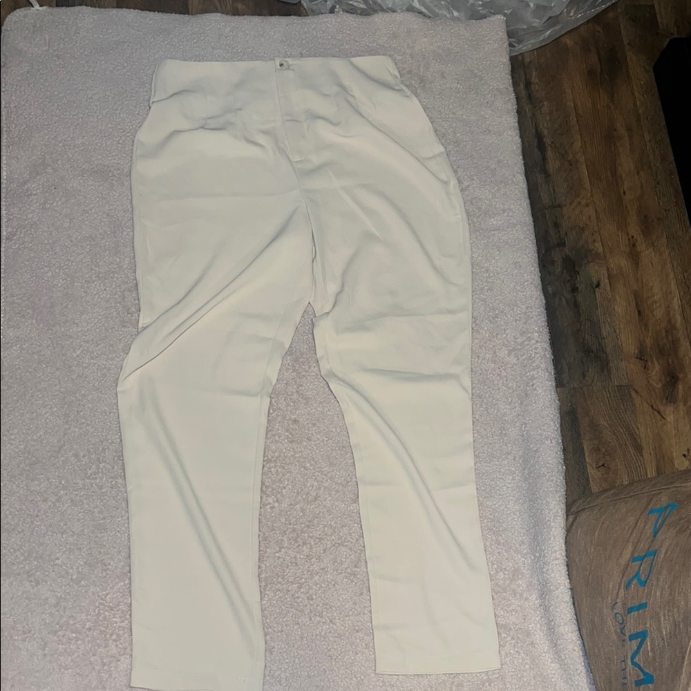 Cream Straight Leg Pants Lightweight Casual